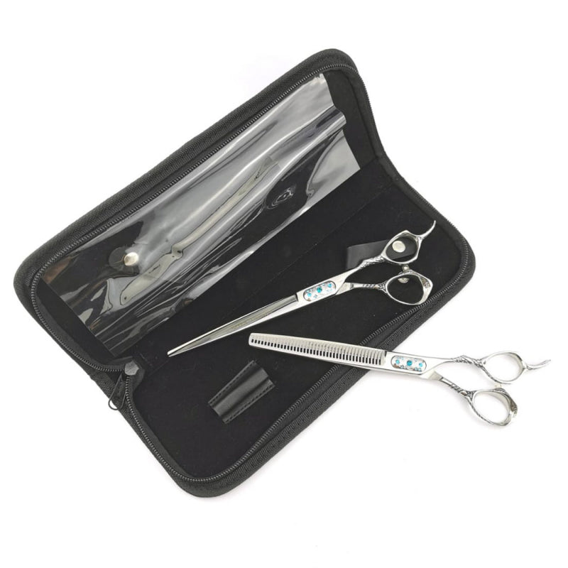 Raven Creativ Scheren Set - Creative Haarschere und Creative Modellierschere mit Scheren-Etui 8 Zoll, ca. 20cm