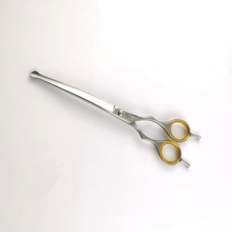 Gebogene Pudelschere mit Knopf - dr Raven poodle swing in 7,5 Zoll (ca. 19 cm) - rostfrei