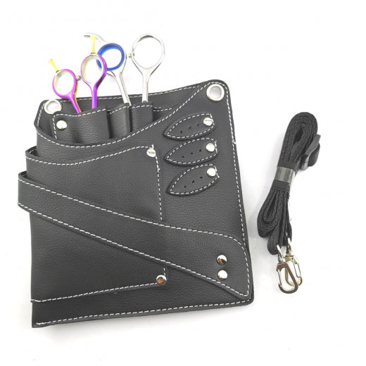 Scherentasche für 6 größere Scheren - Kunstleder - mit Gurt - 19 cm x 17 cm