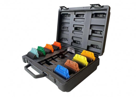 Show Tech Pro Wide SS Snap-on Aufsteckkamm Kit - 8 Kämme + #30W breiter Scherkopf  |  Mit Tragekoffer