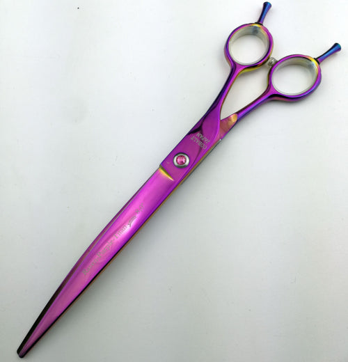 Hundeschere gebogen Titan - Raven Purple oder Blue Color Titan Swing